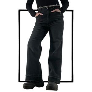 Y2K FRAY / Black Washed Out Look Wide Leg Jeans / Large
